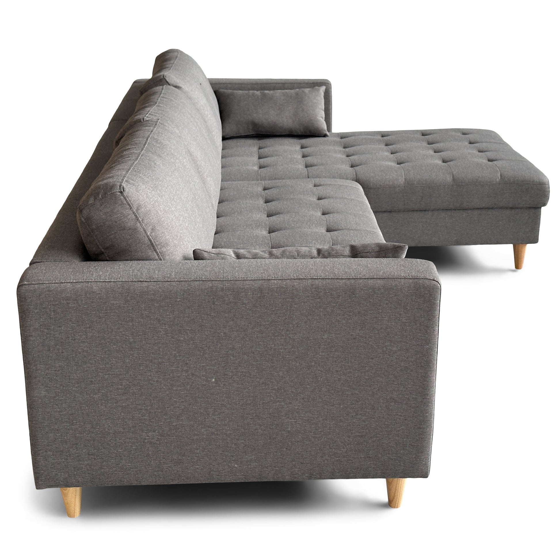 Brandy - Canapé d'angle réversible convertible gris L:290 x P:96 x H:80 cm