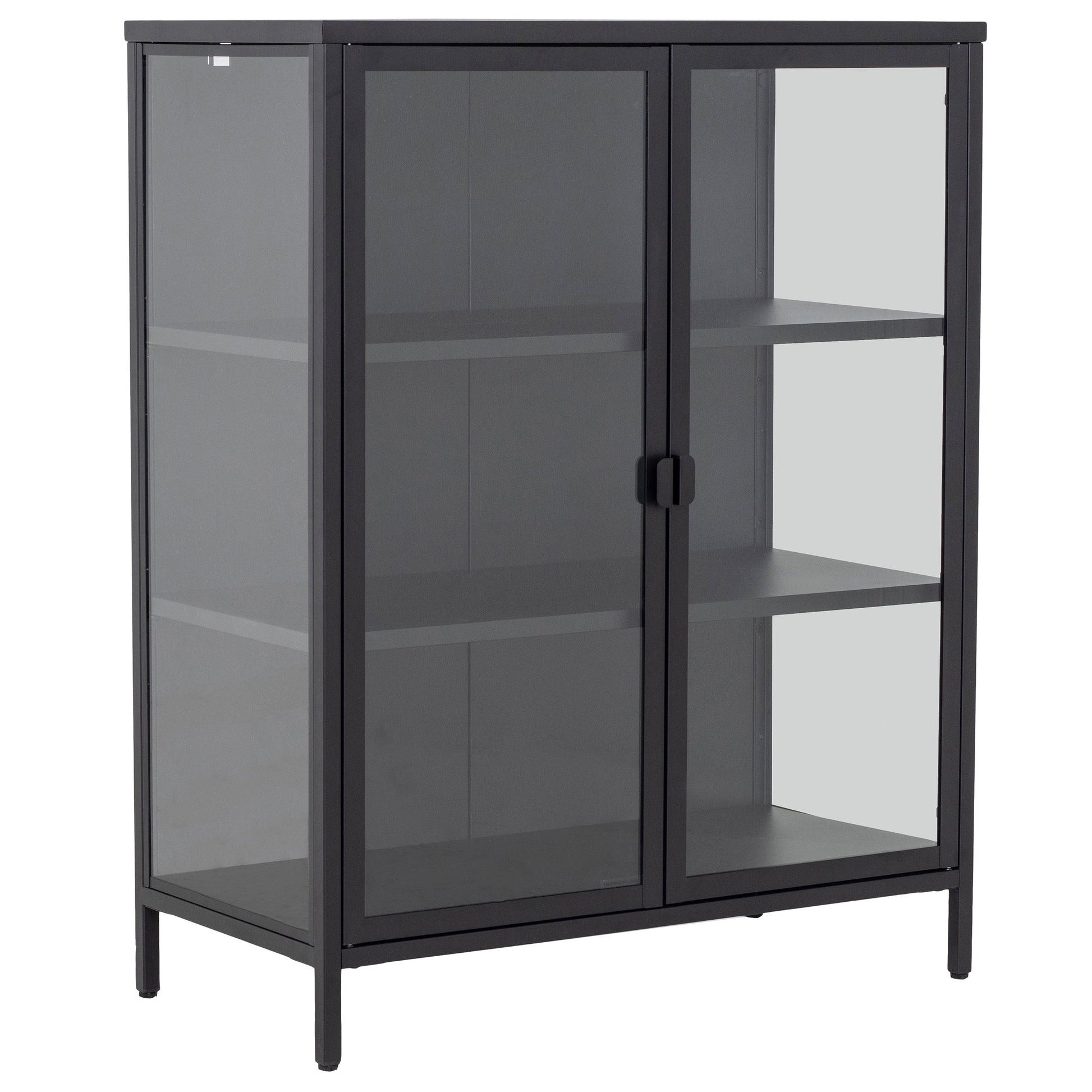 Herman - Meuble de rangement en verre - Métal noir 80 x 40 x 105 cm
