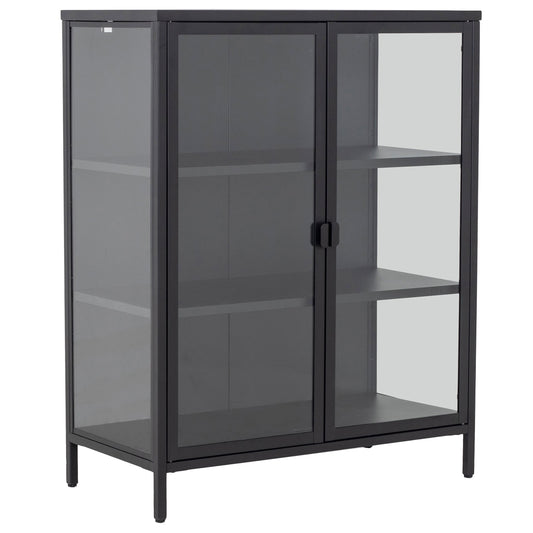 Herman - Meuble de rangement en verre - Métal noir 80 x 40 x 105 cm