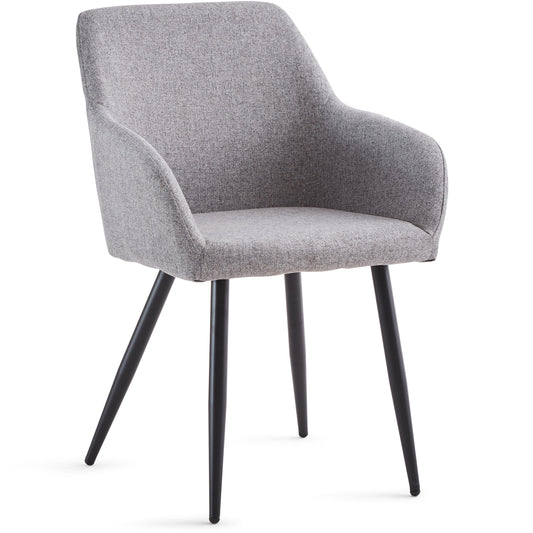 Jenna - Chaise de salle à manger en tissu gris avec pieds noirs