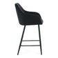 Carlo - tabouret de bar velours noir avec accoudoirs 65 cm