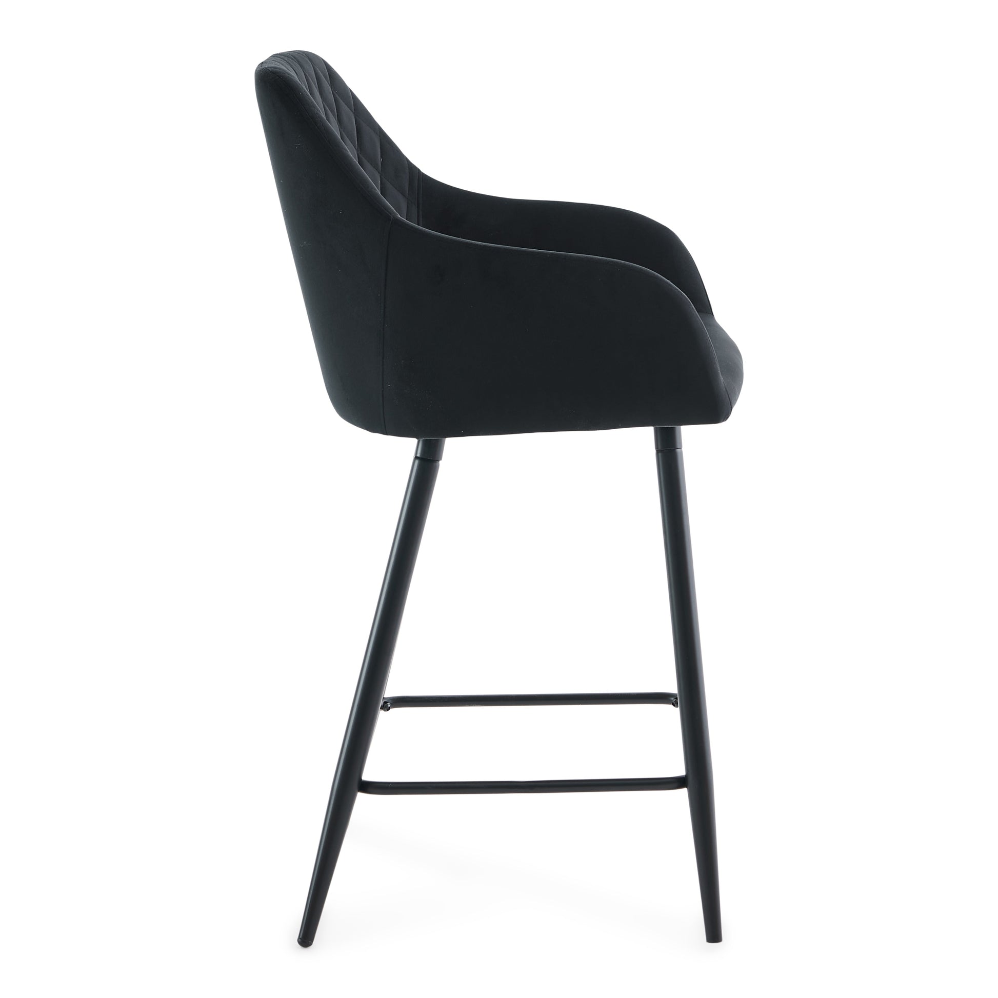 Carlo - tabouret de bar velours noir avec accoudoirs 65 cm