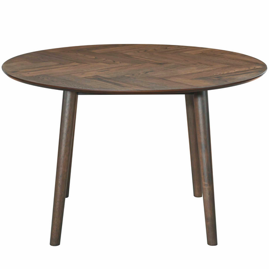 Aggi - Table ronde Ø120 cm en chêne fumé avec motif en chevrons