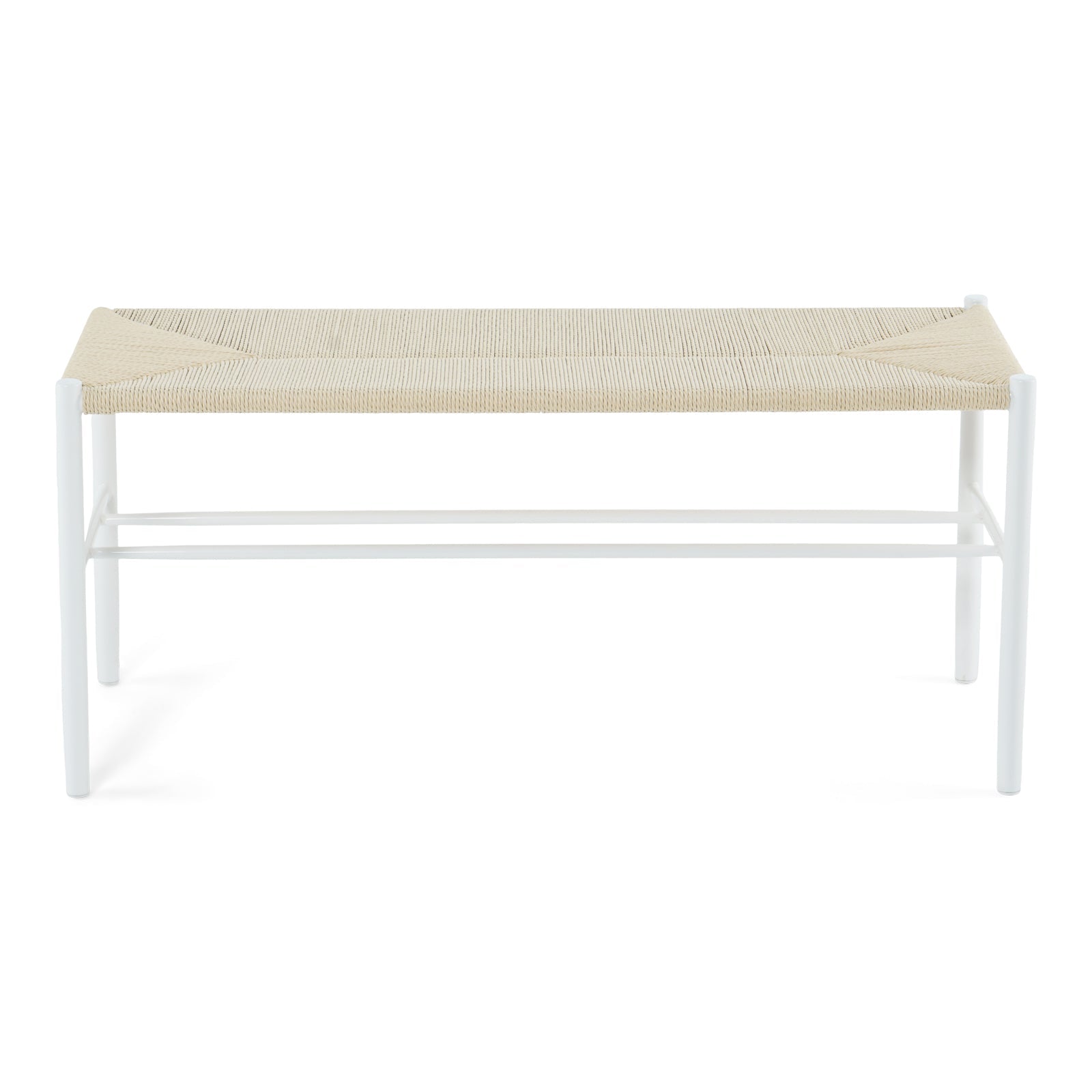 Bella - Banc blanc avec assise en rotin