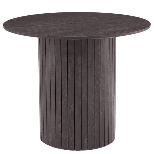 Milas table à manger ronde Ø90 cm - look chêne fumé avec pied en colonne