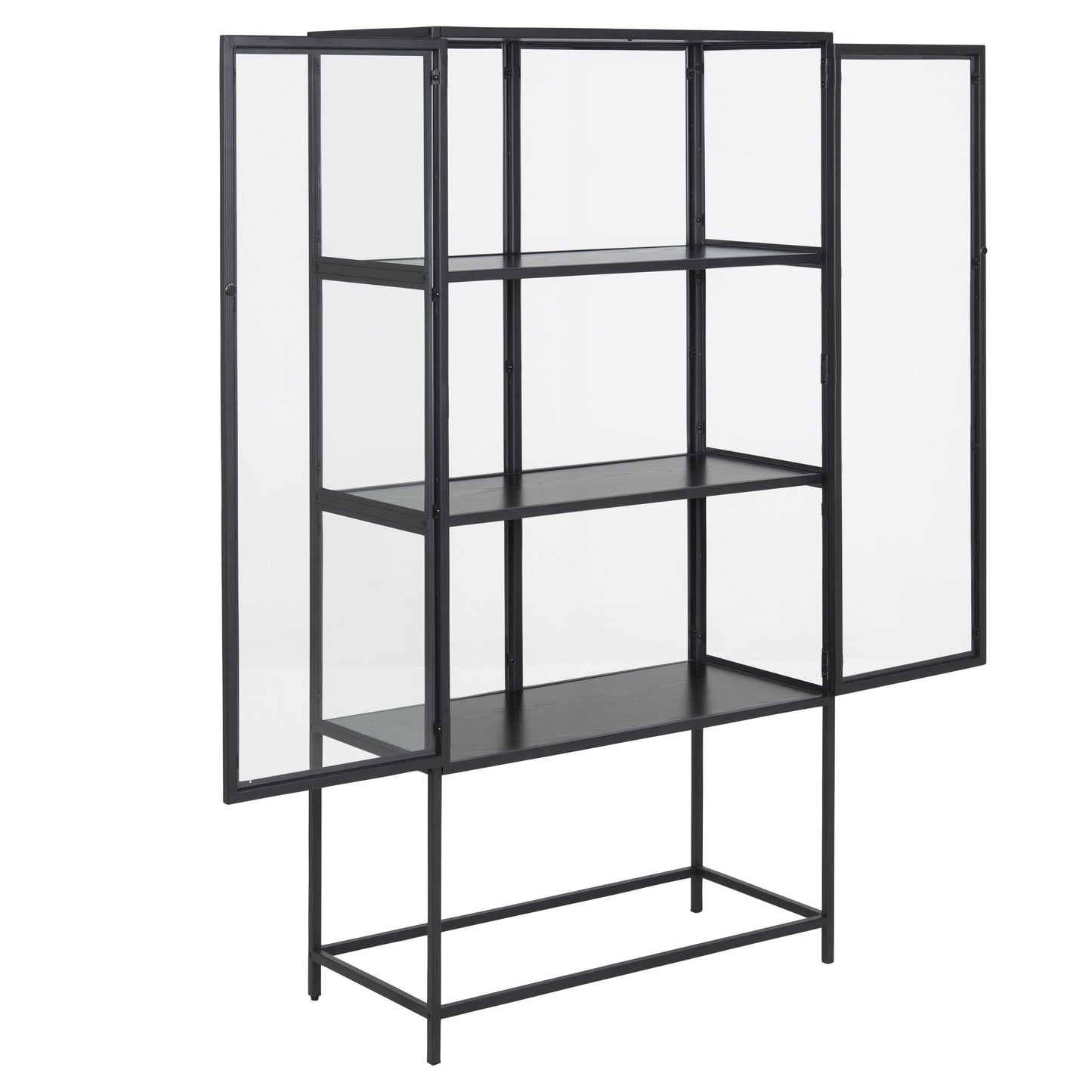 Seaford - Vitrine en verre - Acier noir 77 x 35 x 150 cm