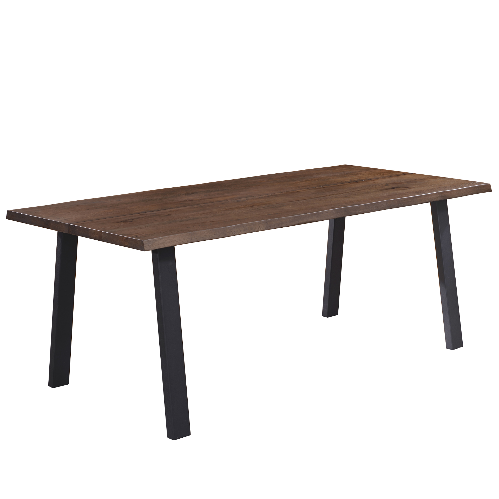 Molly - Table de salle à manger 200 x 95 cm en chêne fumé avec pieds en A (Préparé pour des rallonges)