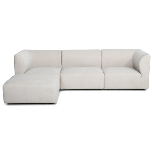 Mandy - Canapé modulaire réversible avec méridienne droite et gauche beige avec repose-pieds L: 258 x P: 80/160 x H: 73 cm
