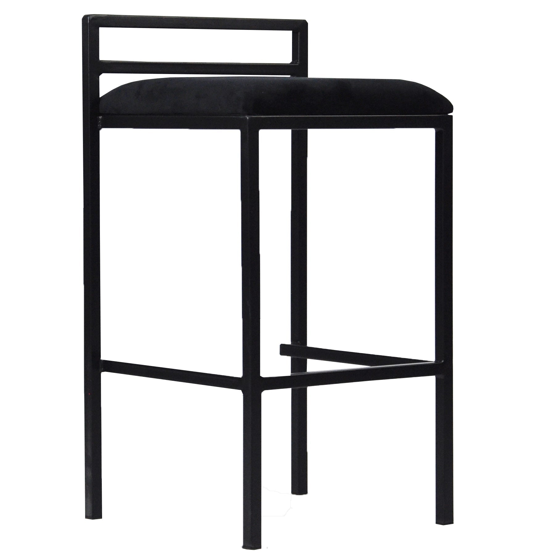 Allie - Tabouret de bar de cuisine en velours noir 65 cm