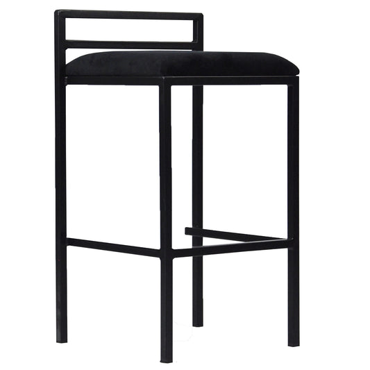Allie - Tabouret de bar de cuisine en velours noir 65 cm