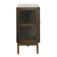 Havana Buffet/Vitrine en chêne avec portes vitrées en chêne fumé et 3 portes – 80x40x140 cm