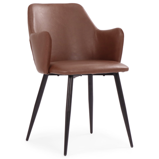 Isabella - chaise de salle à manger en cuir synthétique brun