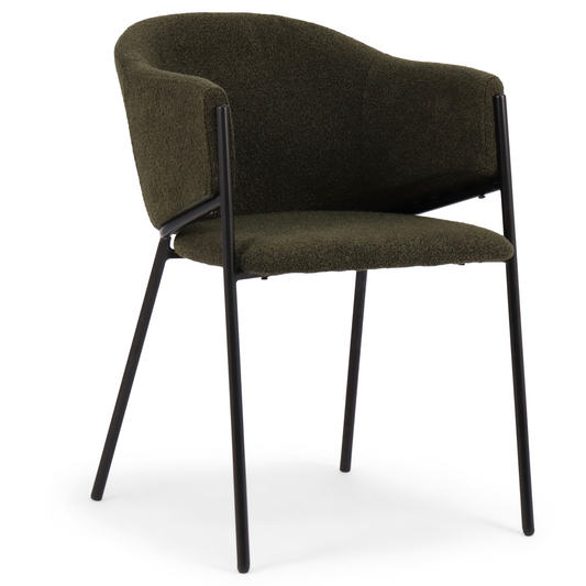 Carolina chaise de salle à manger en bouclé vert