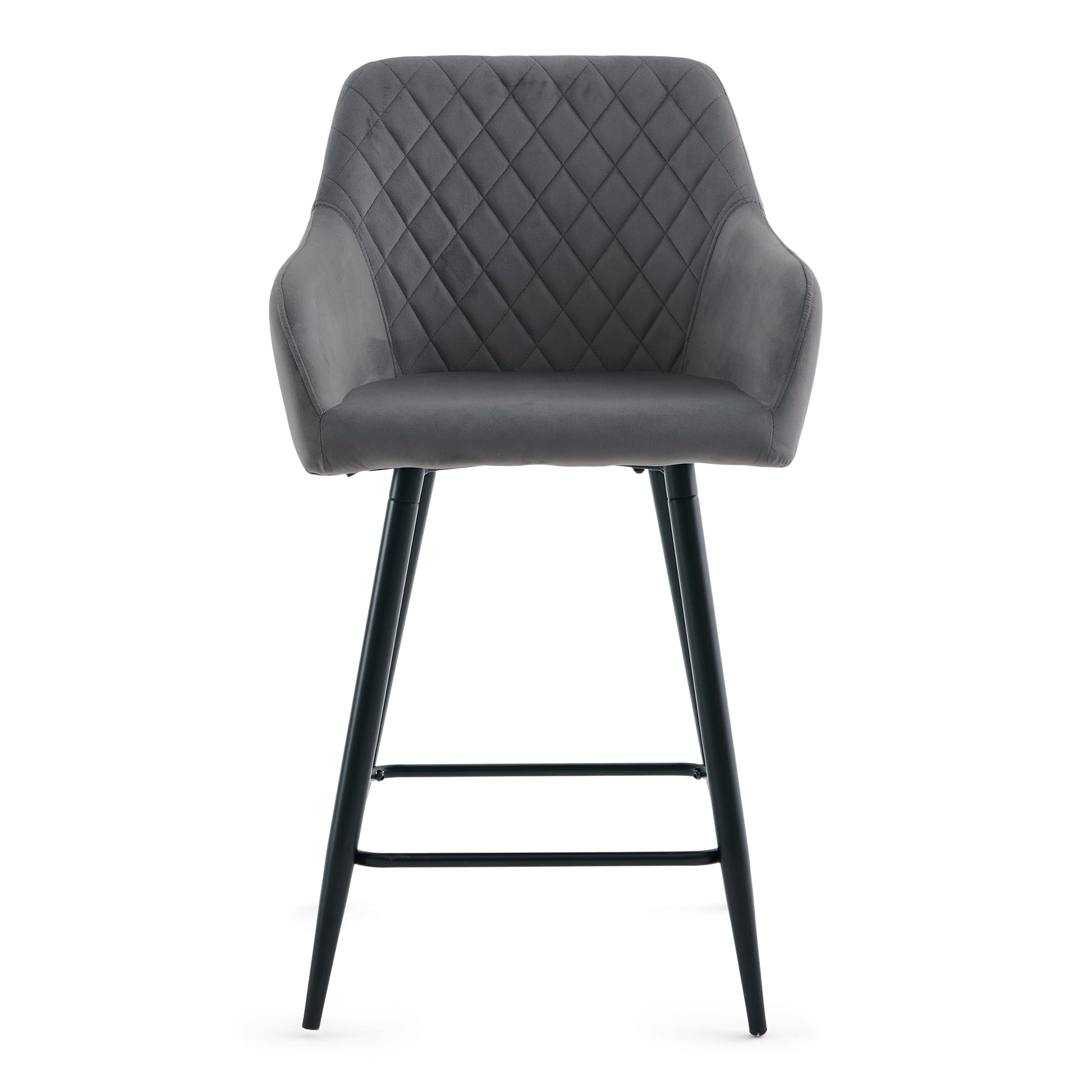 Carlo - tabouret de bar en velours gris avec accoudoirs 65 cm