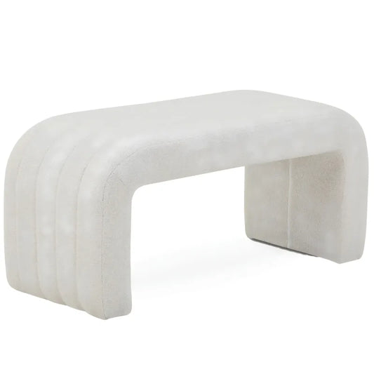 Lianna - Banc en bouclé blanc 95x40x44 cm