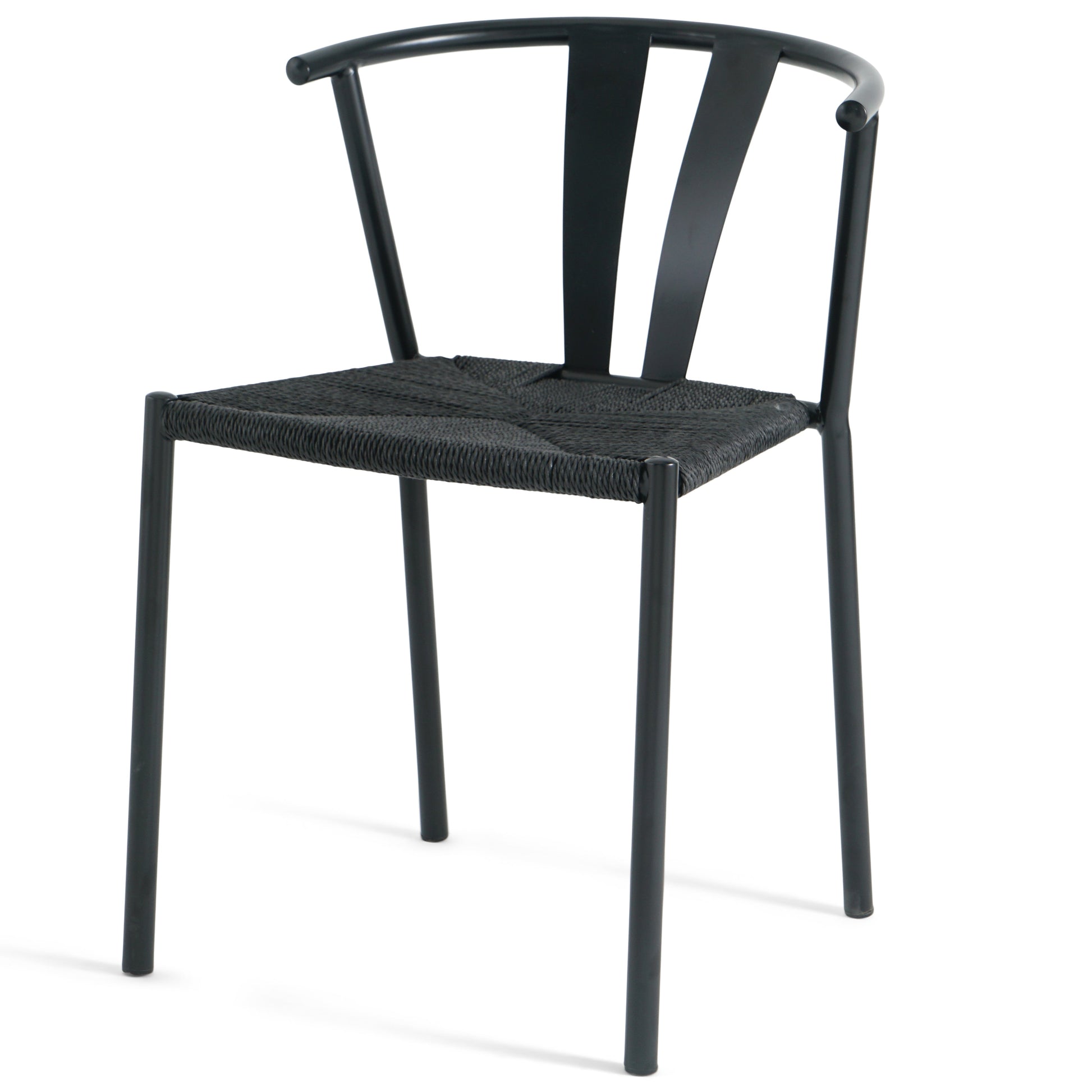 Shila - Chaise de salle à manger noire avec tressage noir