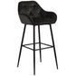 Mario - Tabouret de bar avec dossier en velours noir 65 cm