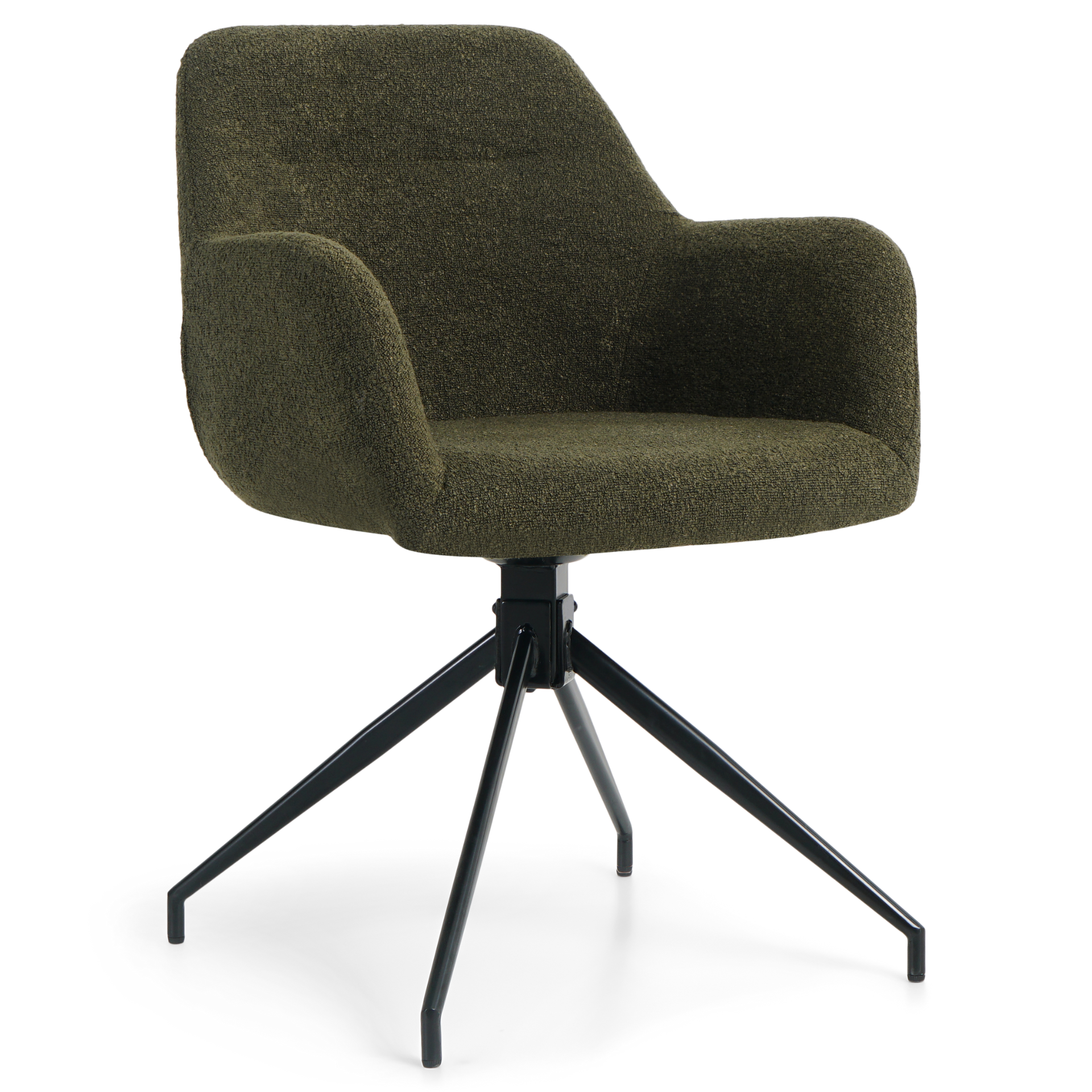 Amanda - Chaise de salle à manger en bouclé vert avec rotation à 360 degrés