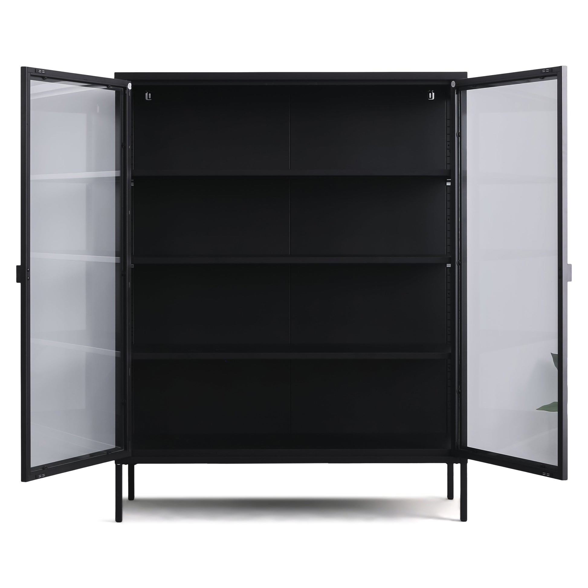 Herman - Vitrine en métal noir/verre 110 x 40 x 140 cm