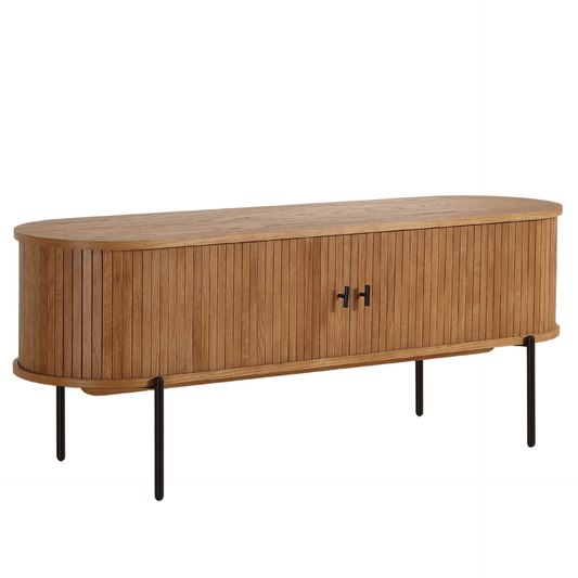 Florence - Meuble TV en chêne avec lamelles 138 x 40 x 55 cm