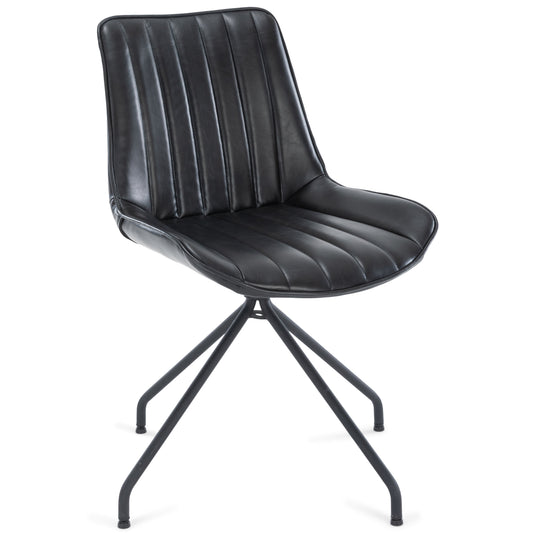 Lola - Chaise de salle à manger en cuir artificiel noir avec fonction pivotante à 360 degrés