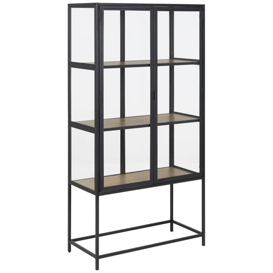 Seaford - Vitrine en verre - Acier noir 77 x 35 x 150 cm