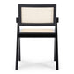 Ava - Chaise de salle à manger avec accoudoirs noire avec assise en rotin