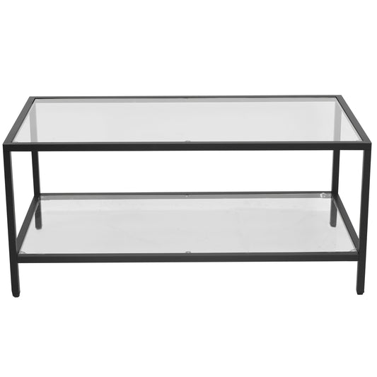 Bianca - Table basse avec structure en métal et verre 100x50x40 cm