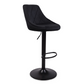 Cassie - Tabouret de bar noir réglable en velours avec fonction pivotante à 360 degrés