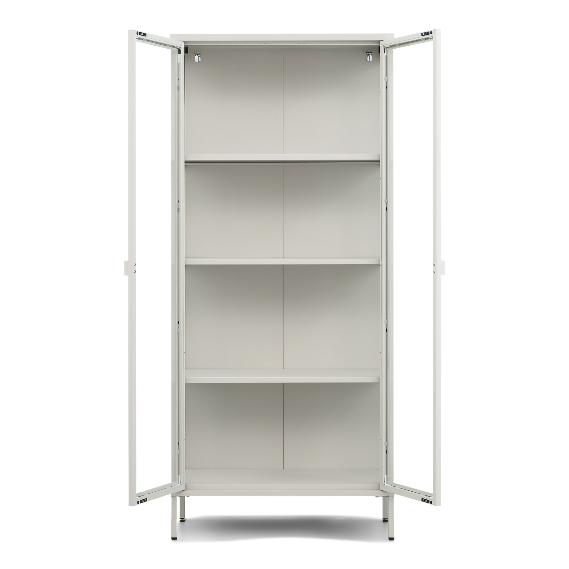 Herman - Vitrine en métal beige/verre 80 x 40 x 180 cm