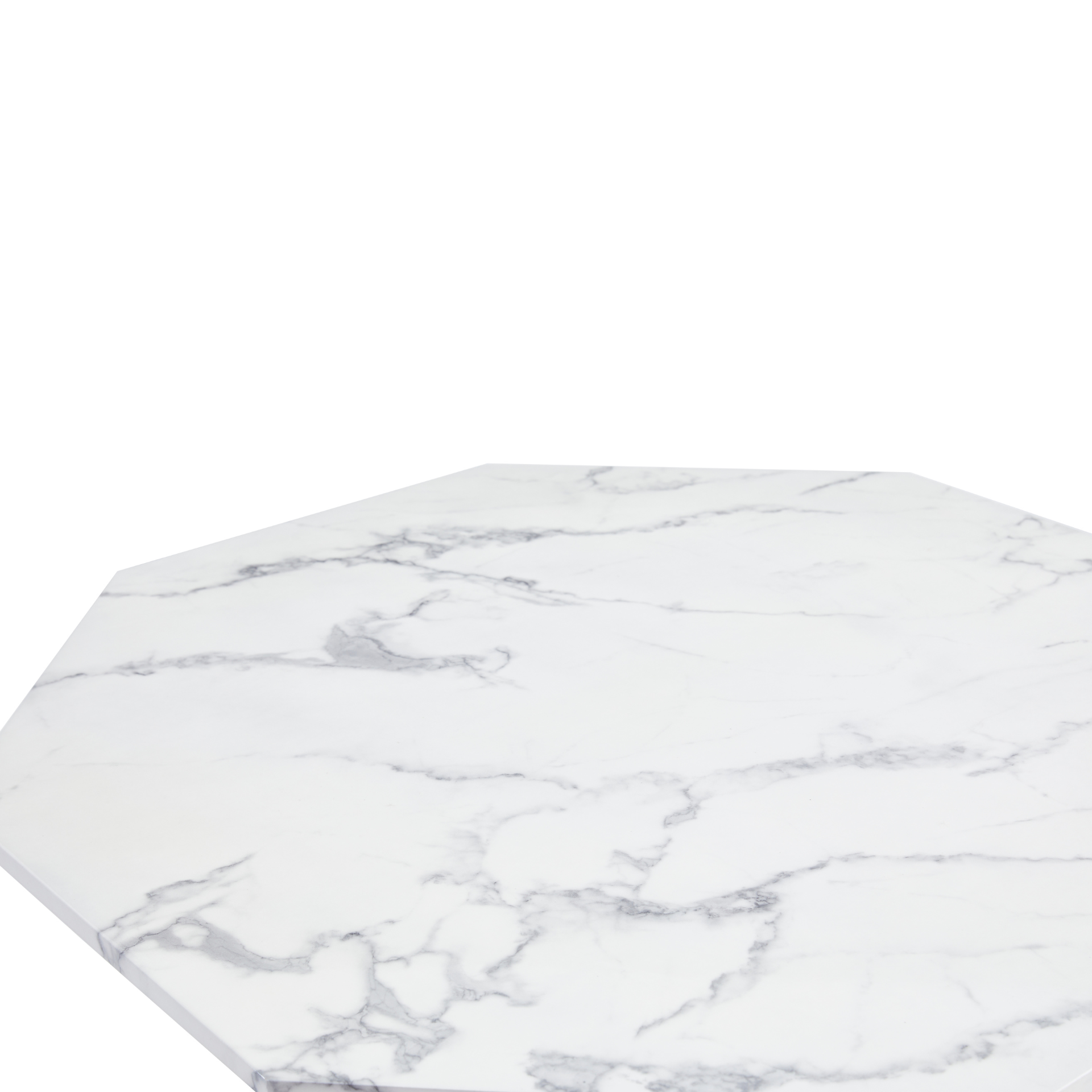 Lagoni - Table ronde de 100 cm de diamètre en aspect marbre blanc