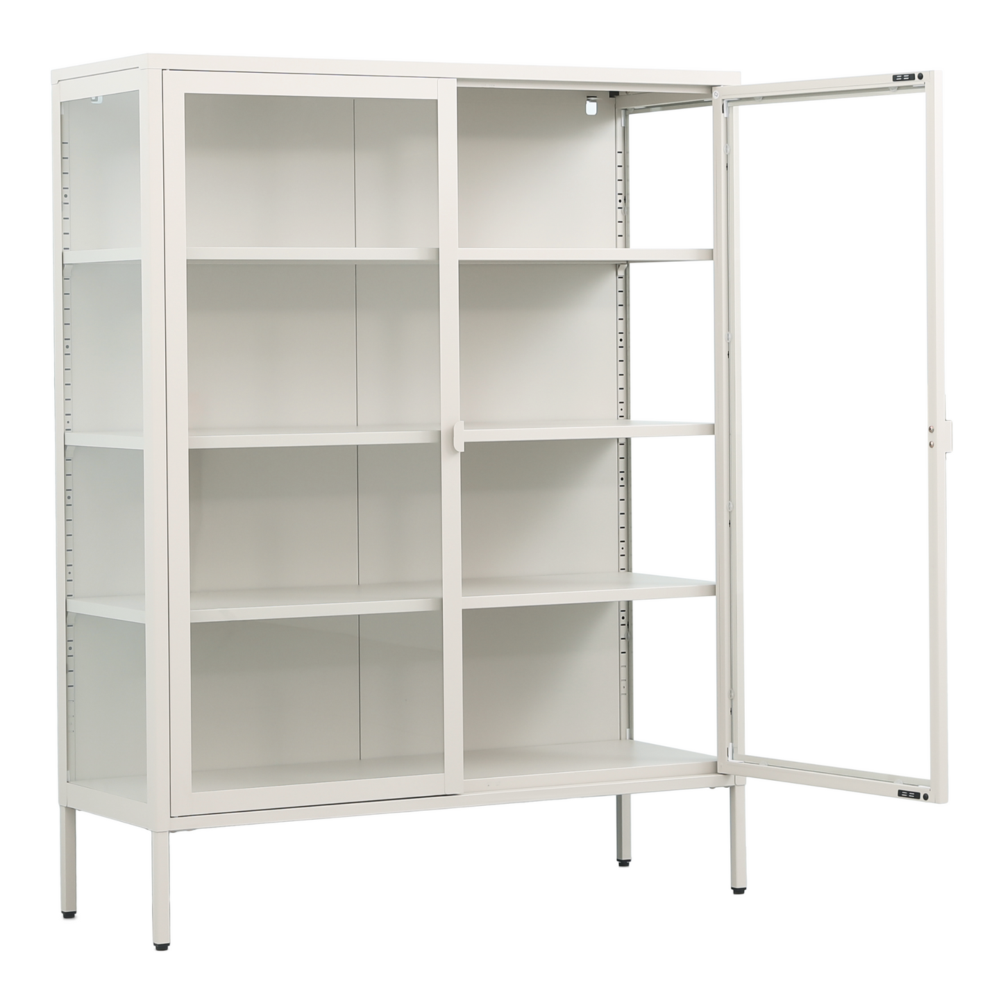 Herman - Vitrine en métal beige/verre 110 x 40 x 140 cm
