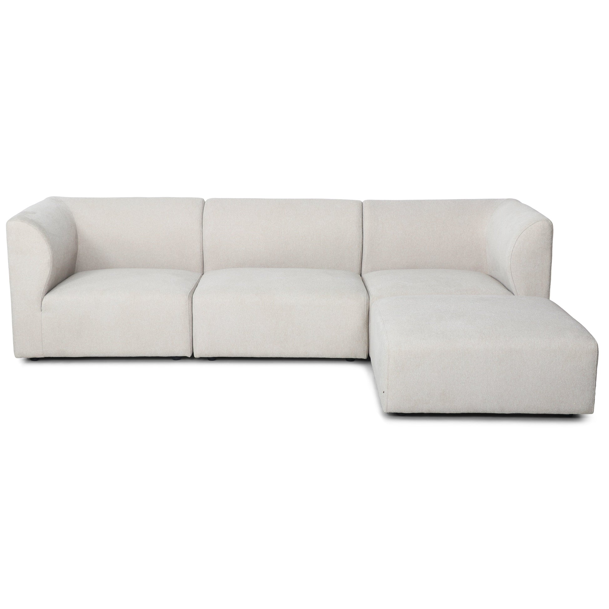 Mandy - Canapé modulaire réversible avec méridienne droite et gauche beige avec repose-pieds L: 258 x P: 80/160 x H: 73 cm