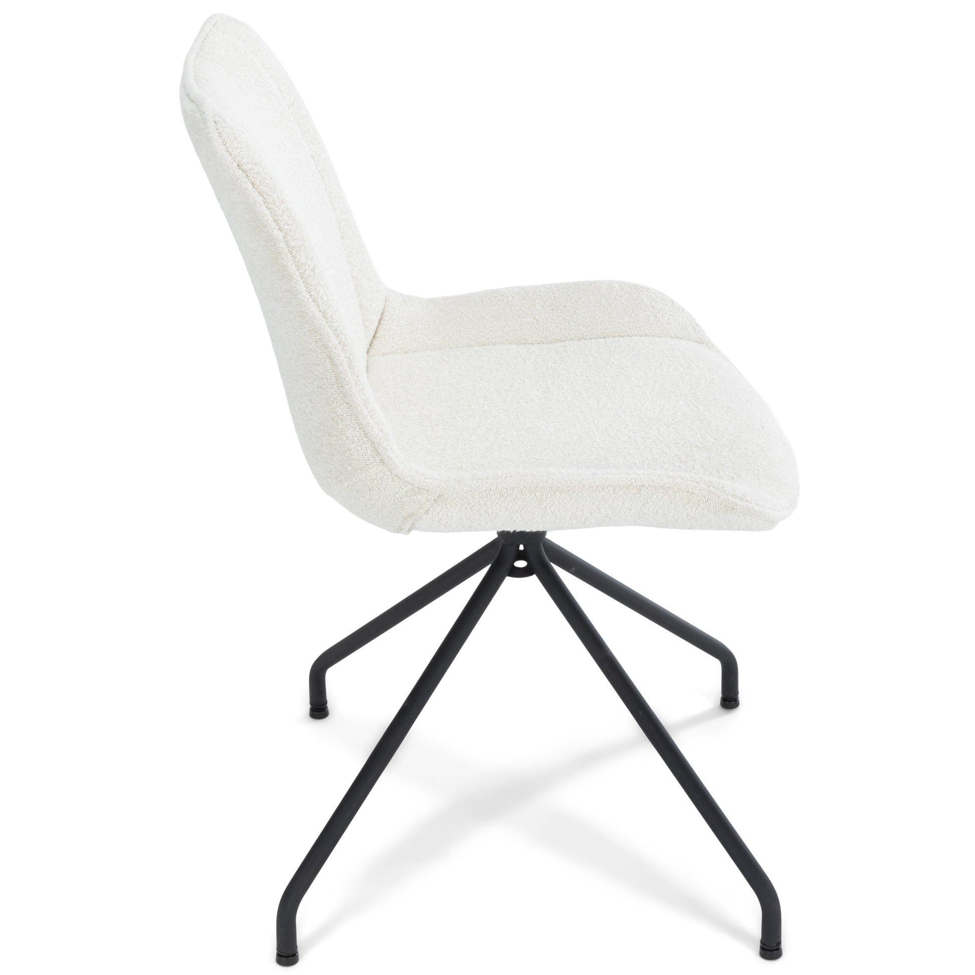 Maja - Chaise de salle à manger en bouclette blanche avec rotation à 360 degrés