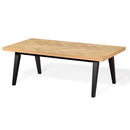 Madelina - Table basse en chevrons en placage de chêne laqué 120 cm