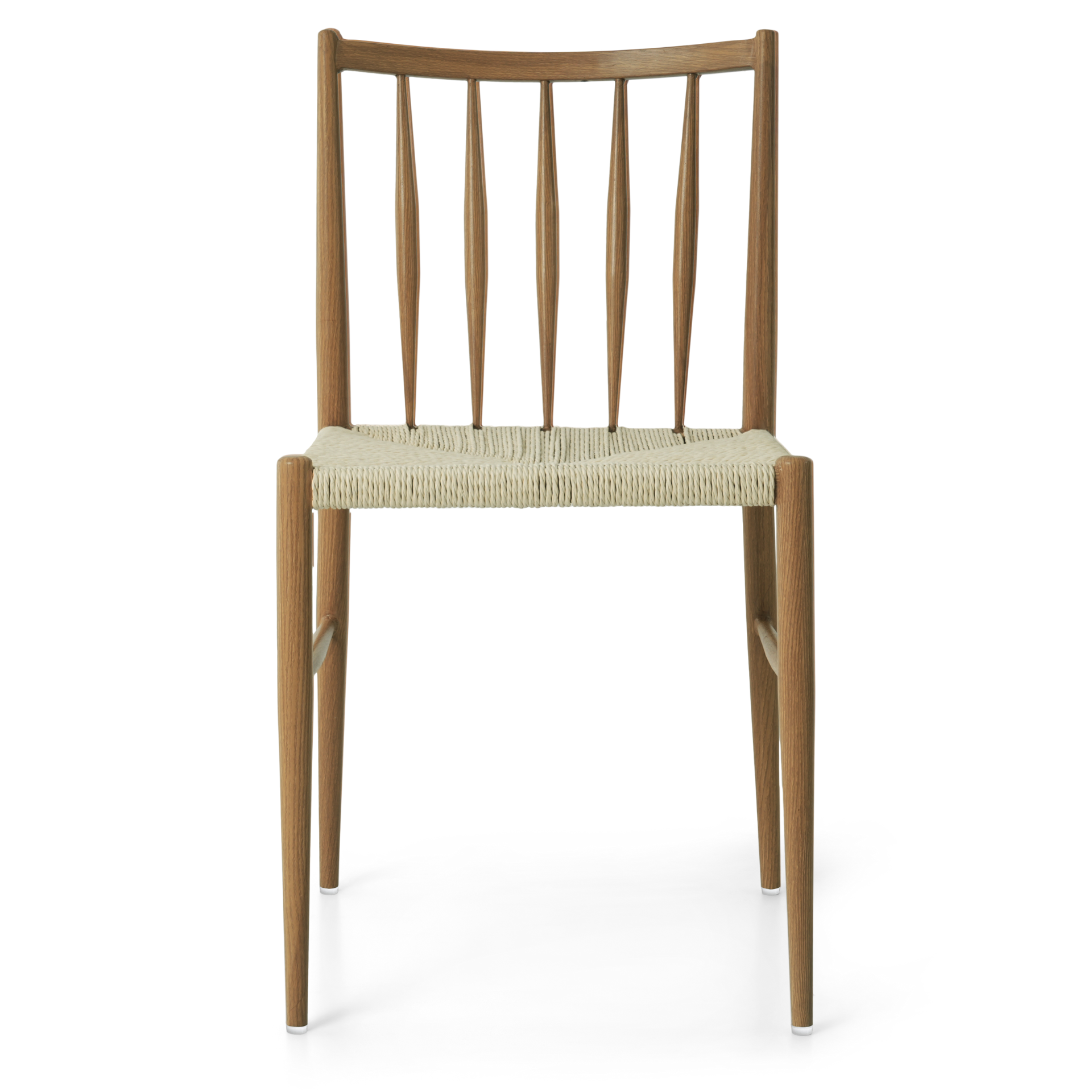 Elena - Chaise de salle à manger design en bois de noyer avec assise tressée
