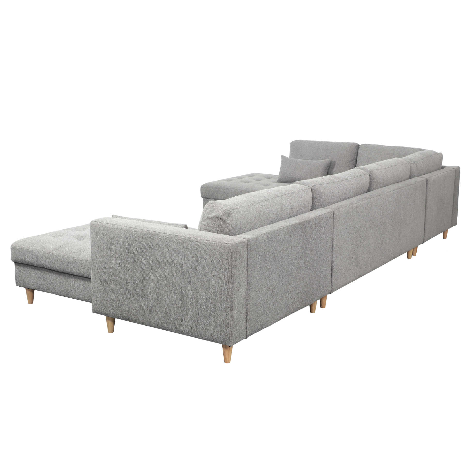Brandy - Canapé d'angle droit gris avec méridienne L:366 x P:211 x H:80 cm