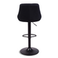 Cassie - Tabouret de bar noir réglable en velours avec fonction pivotante à 360 degrés