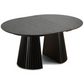 Lewis - Table ronde à lamelles en placage de chêne noir avec rallonge 120/160/200 cm - 2 rallonges incluses