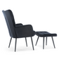 Alfred - Fauteuil avec repose-pieds - Velours noir
