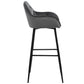Mario - Tabouret avec dossier en velours gris 65 cm