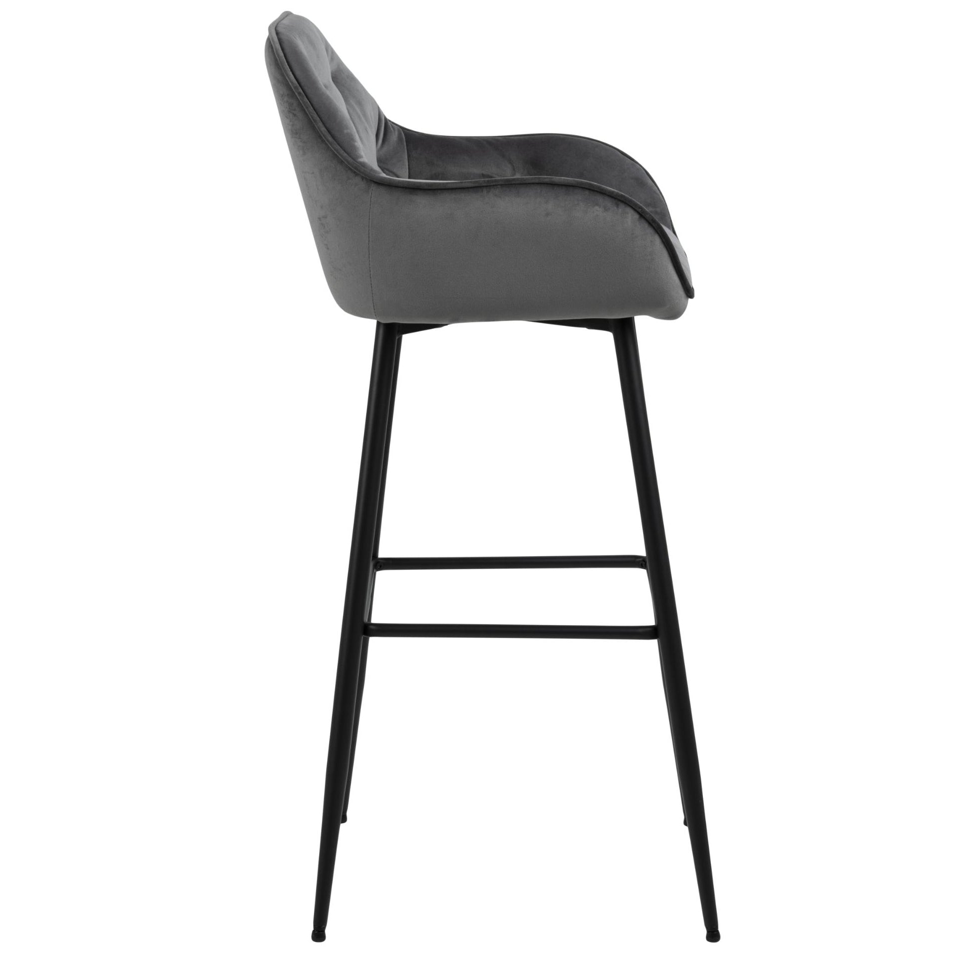 Mario - Tabouret avec dossier en velours gris 65 cm