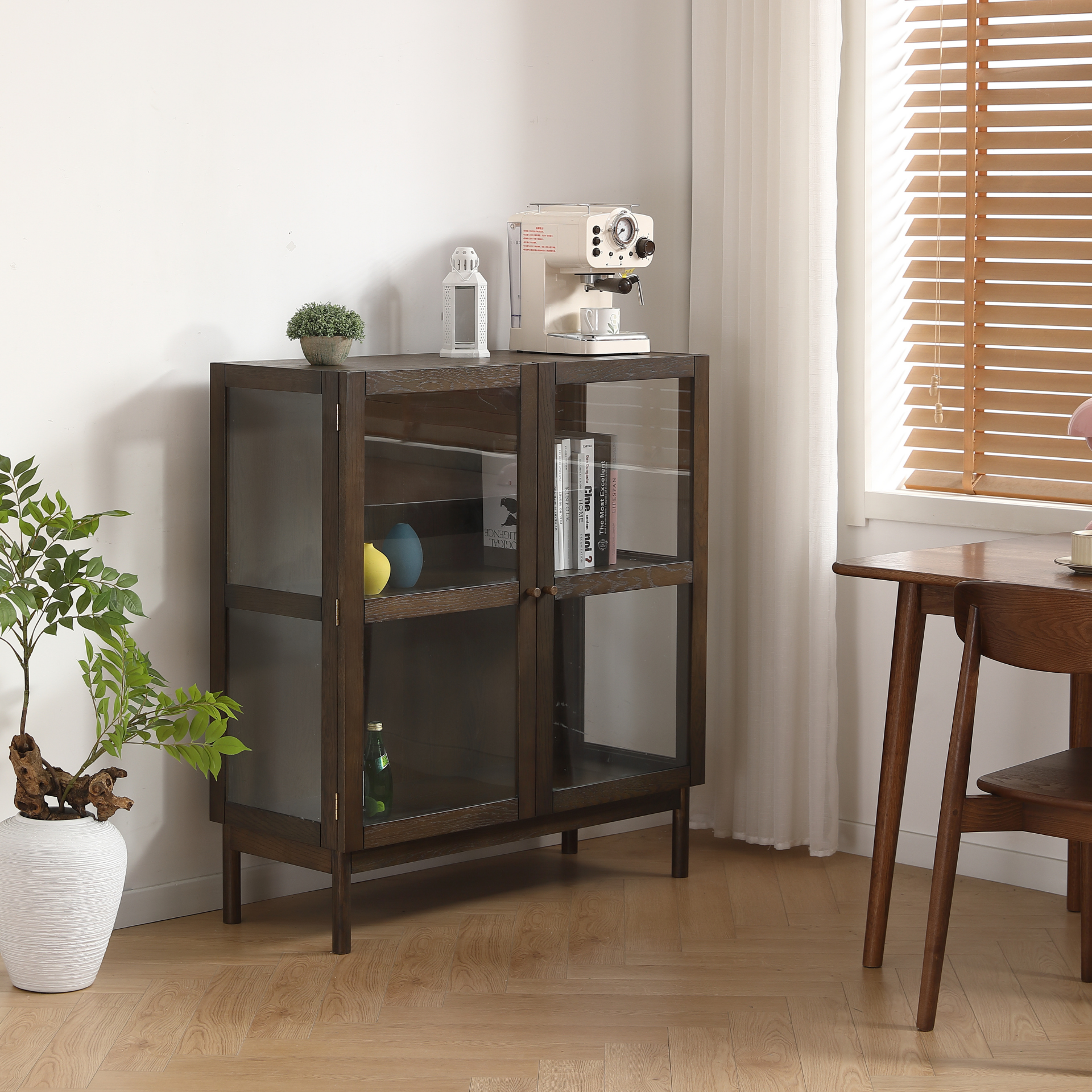 Havana vitrine en chêne fumé avec 2 portes – 110x40x100 cm