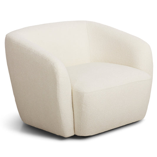 Melisa - Fauteuil en bouclé blanc L: 92 x P: 84 x H: 66 cm