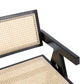 Ava - Chaise de salle à manger avec accoudoirs noire avec assise en rotin