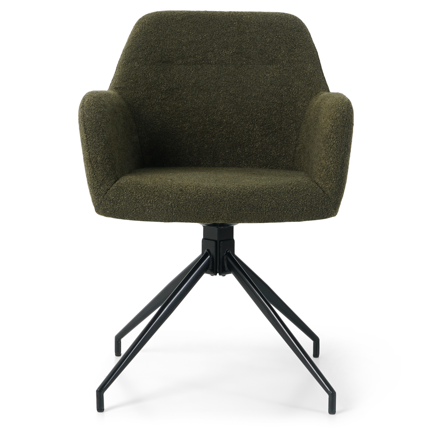 Amanda - Chaise de salle à manger en bouclé vert avec rotation à 360 degrés