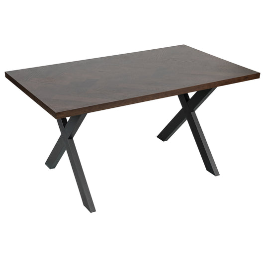Calvin - Table de salle à manger en chevrons 150x90 cm - Chêne fumé avec pieds croisés