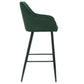 Carlo - tabouret de bar velours vert avec accoudoirs 65 cm
