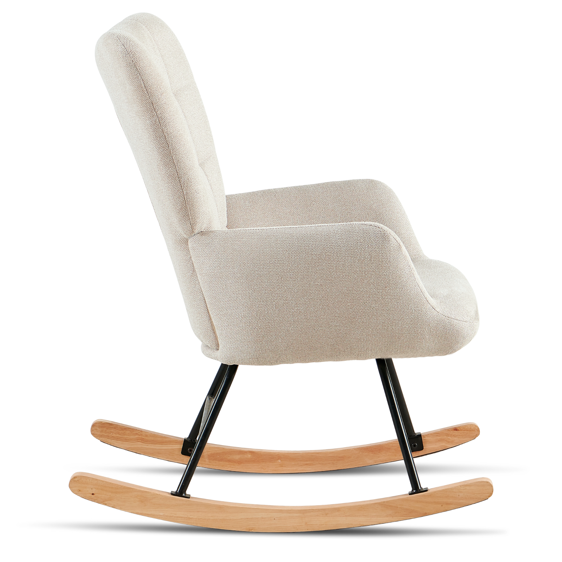 Fauteuil à bascule Allison avec accoudoirs - tissu beige