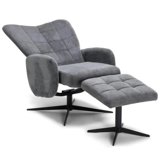 Alfred - Fauteuil inclinable avec repose-pieds - Gris